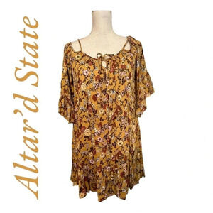 Altar’d State Boho floral mini‎ off the shoulder dress small